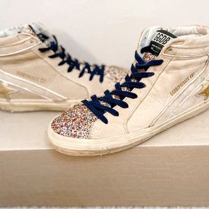 Golden Goose Private Edition Slides w/ multi-colored glitter tongue SIZE 37
